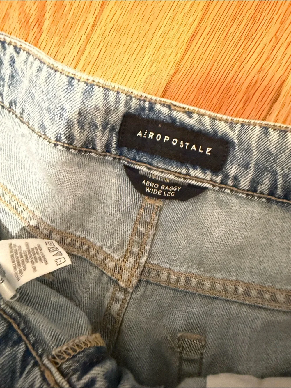 Aeropostale Women's Light Blue Distressed Straight Jeans